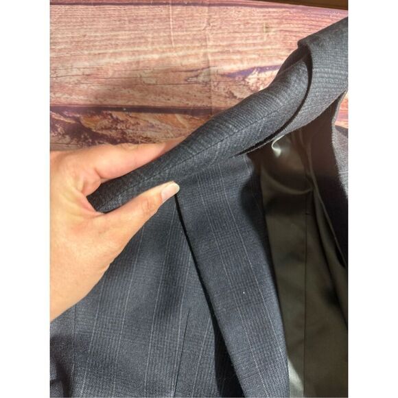 Chaps Ralph Lauren Vintage Men's Size 42 100% Virgin Wool Gray Striped Two Butto - Picture 14 of 16